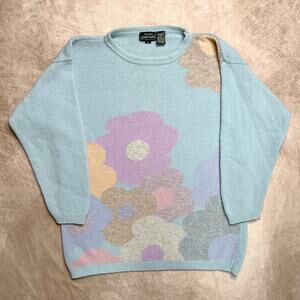 Vintage 80s Renee Tener For Jeanne Pierre Pop Art Floral Daisy Print Sweater